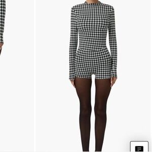 Naked Wardrobe Black and White Houndstooth Women's Short Set